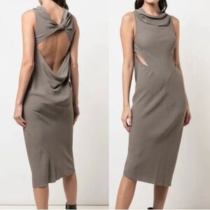 Rick Owens SS 20 Tecuatl Cowl Neck Midi Dress.